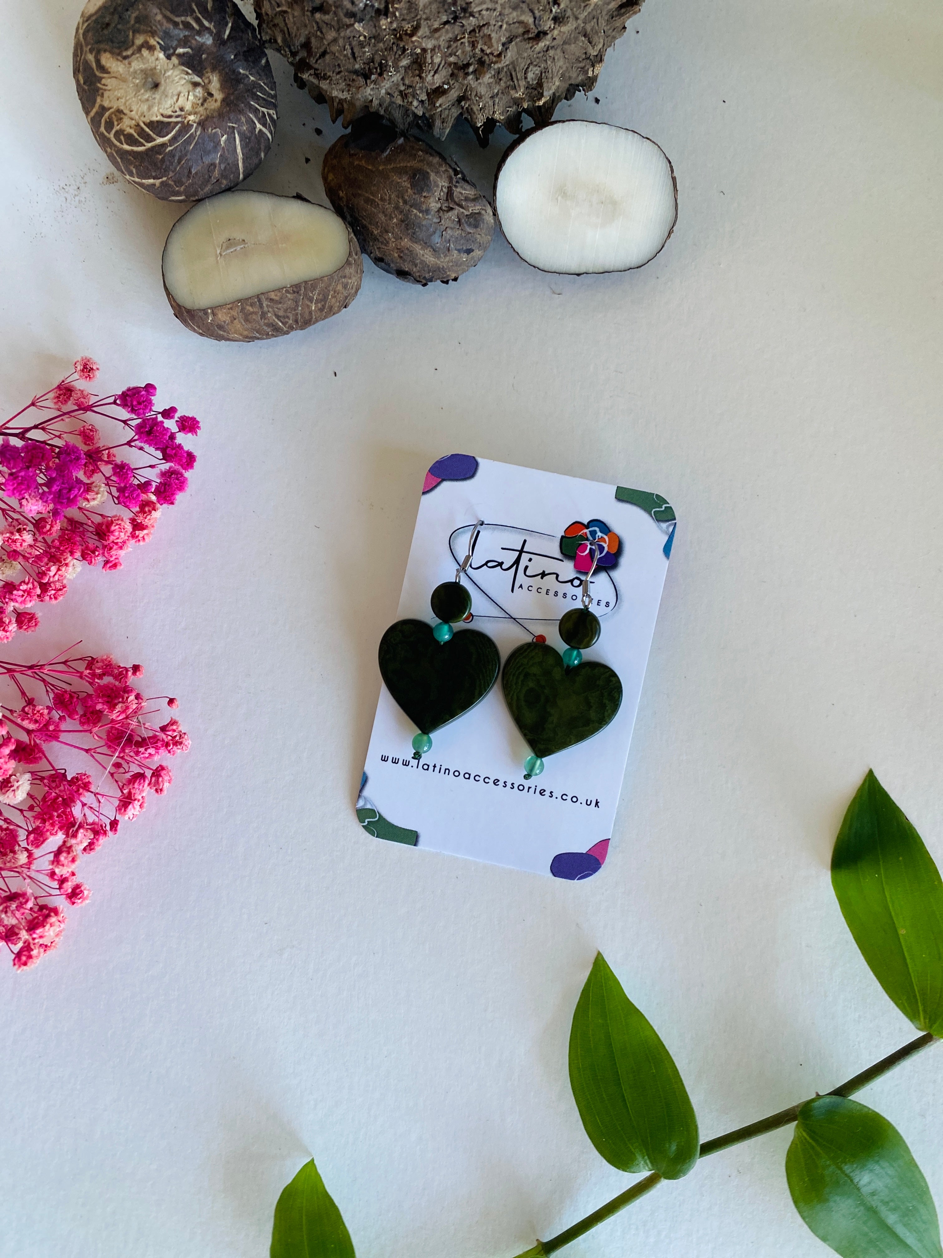 Green Hearts Tagua Necklace